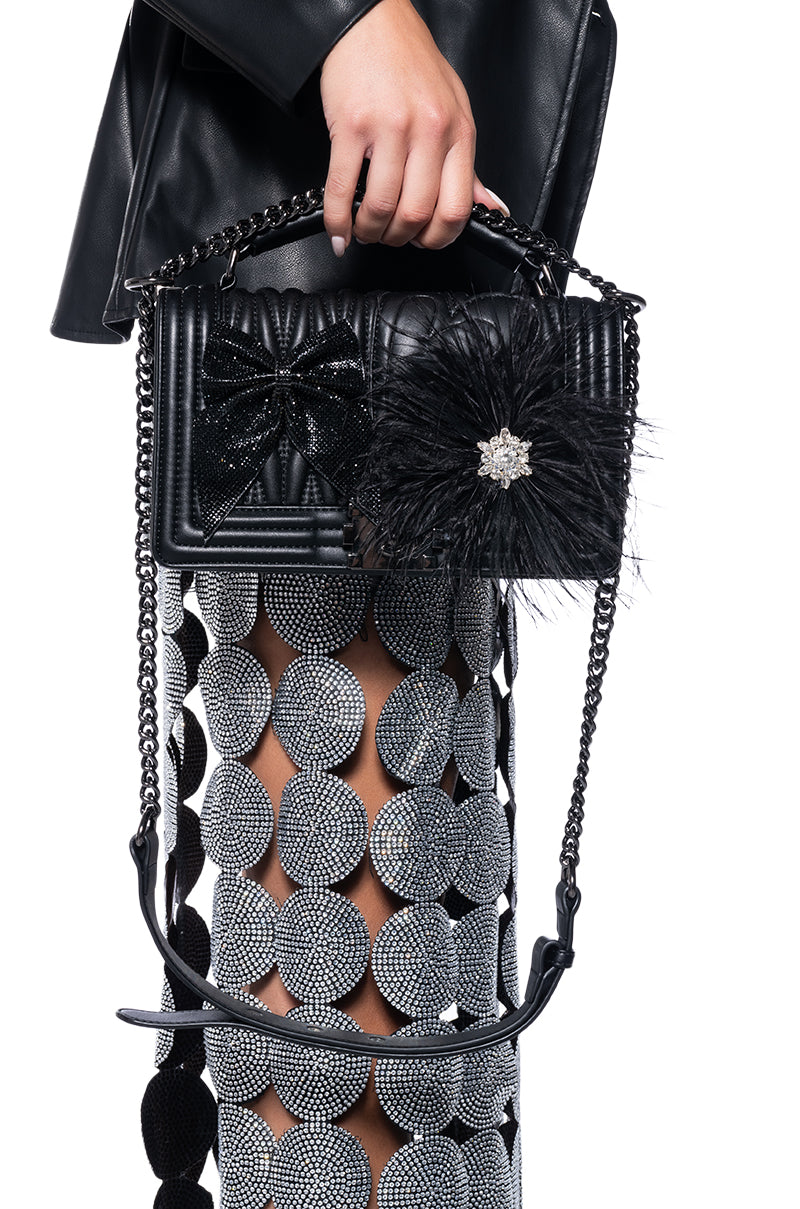 Front View Holiday Things Embellished Faux Leather Purse