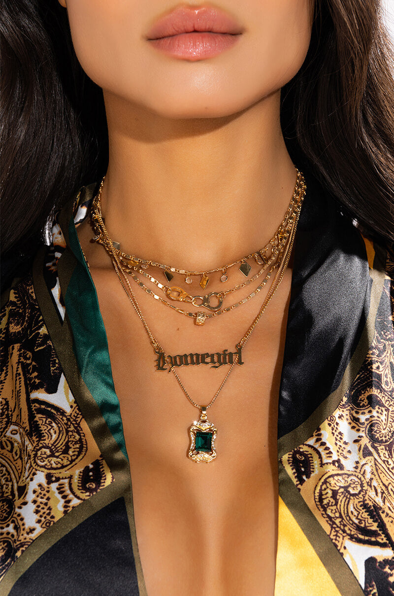 Front View Homegirl Layered Necklace Set