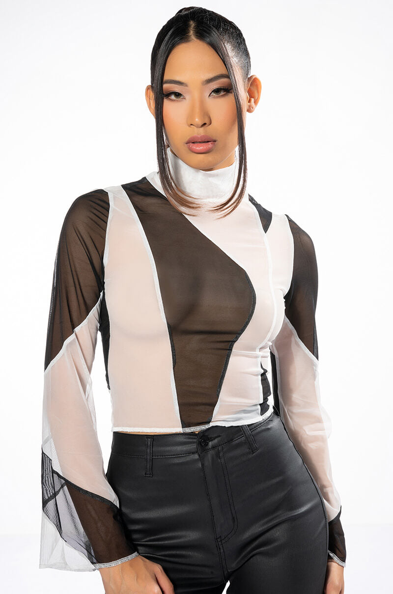 Front View Hometown Mesh Long Sleeve Top