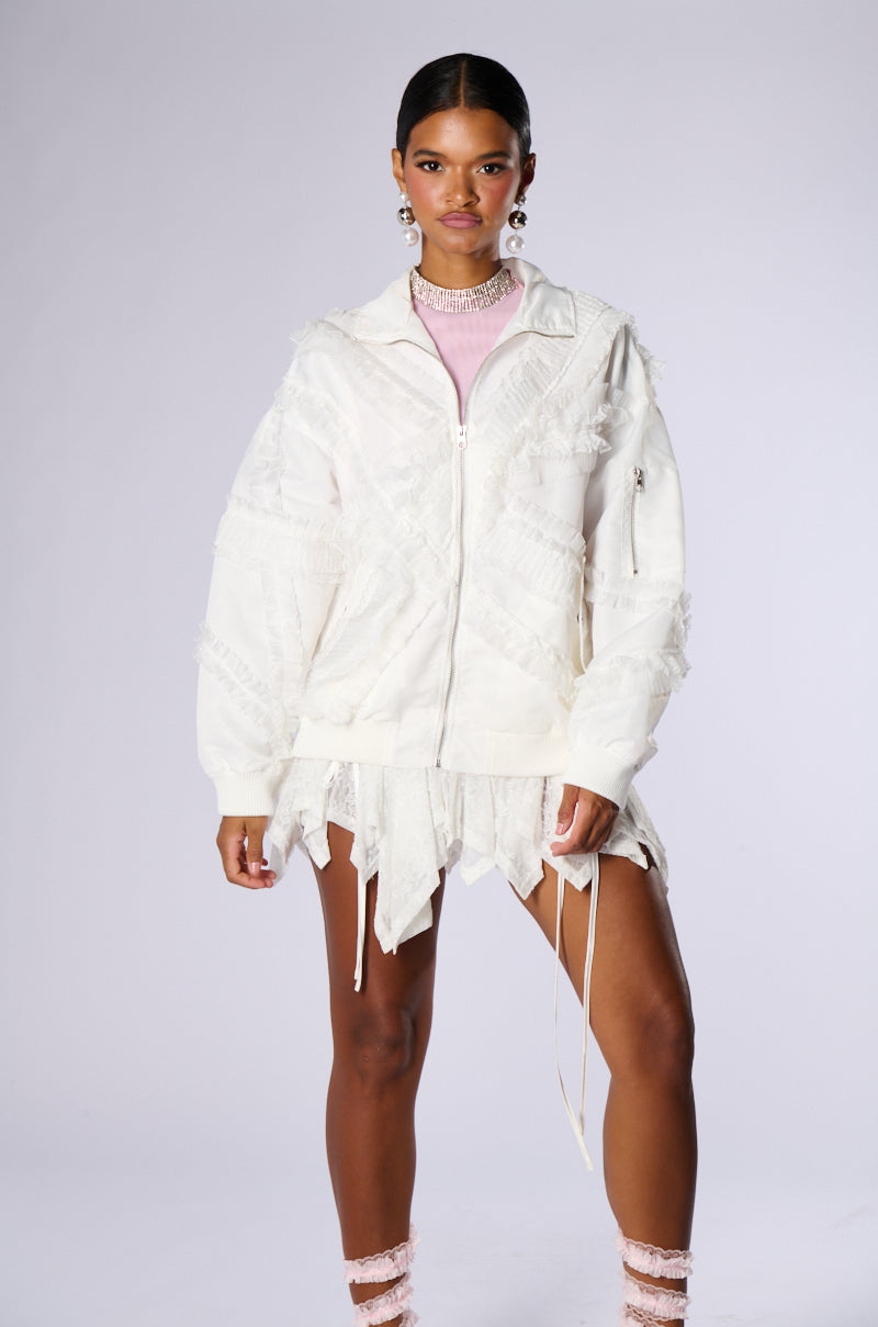 Extra View Honey Lace Trim Bomber 6