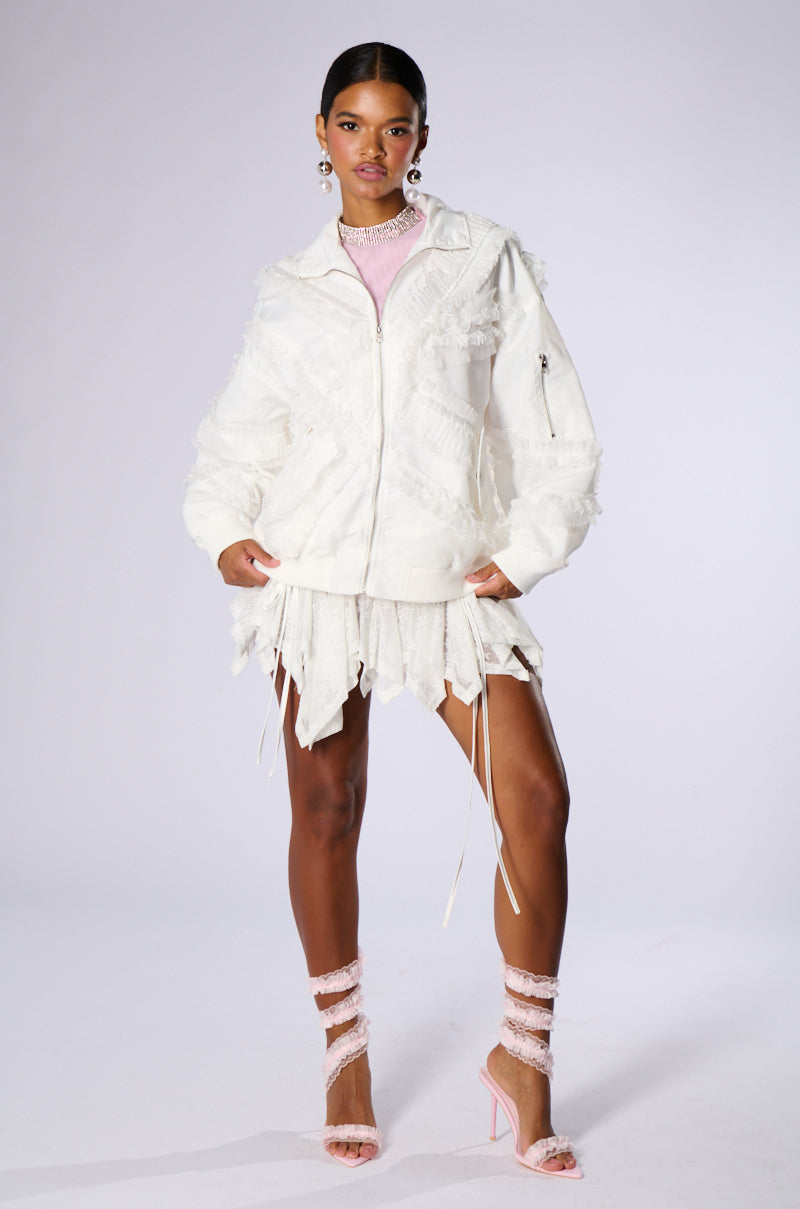 Extra View Honey Lace Trim Bomber 7