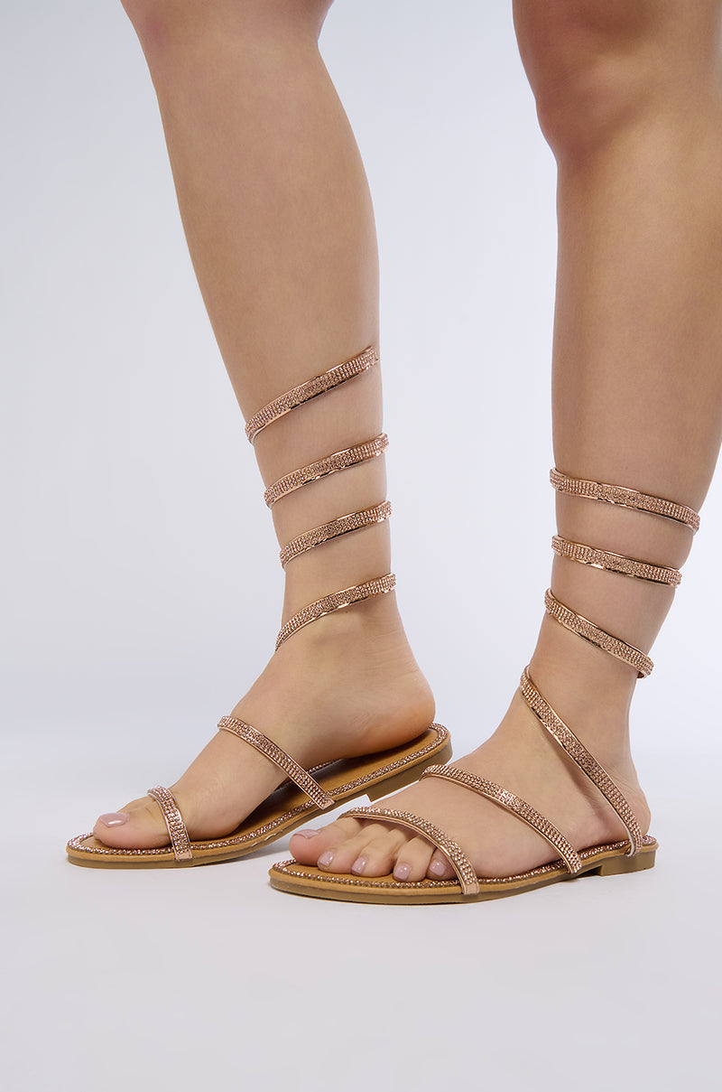 Front View Honey Rose Gold Wrap Sandal