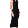 Front View Hooded Beauty Backless Maxi Dress In Black