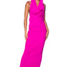 Front View Hooded Beauty Backless Maxi Dress In Pink