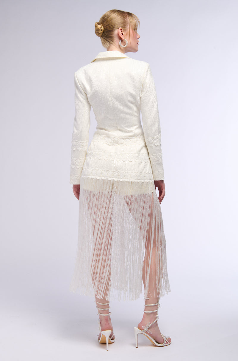 Detail View Hopeless Romantic Fringe Blazer Dress 3