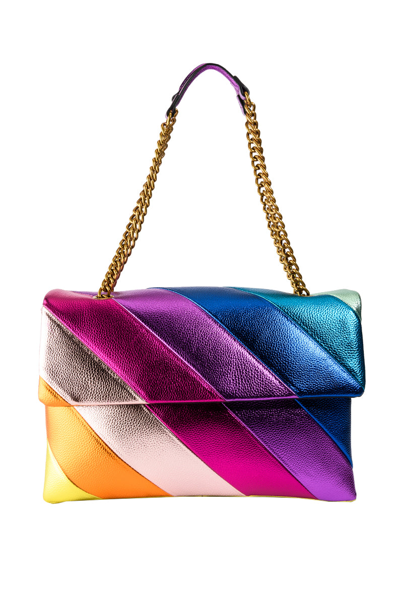 Side View Hopes And Dreams Rainbow Metallic Oversized Purse