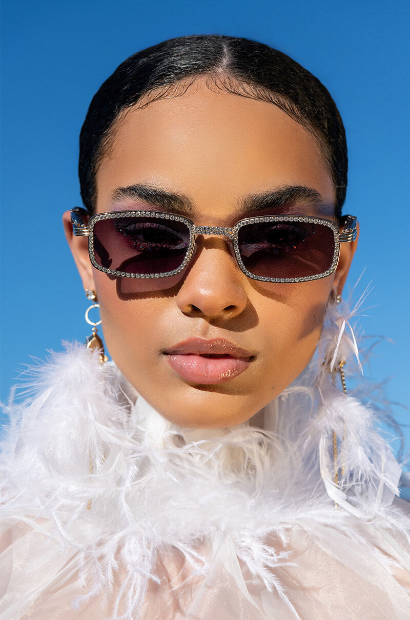 Front View Hot Commodity Rhinestone Sunnies