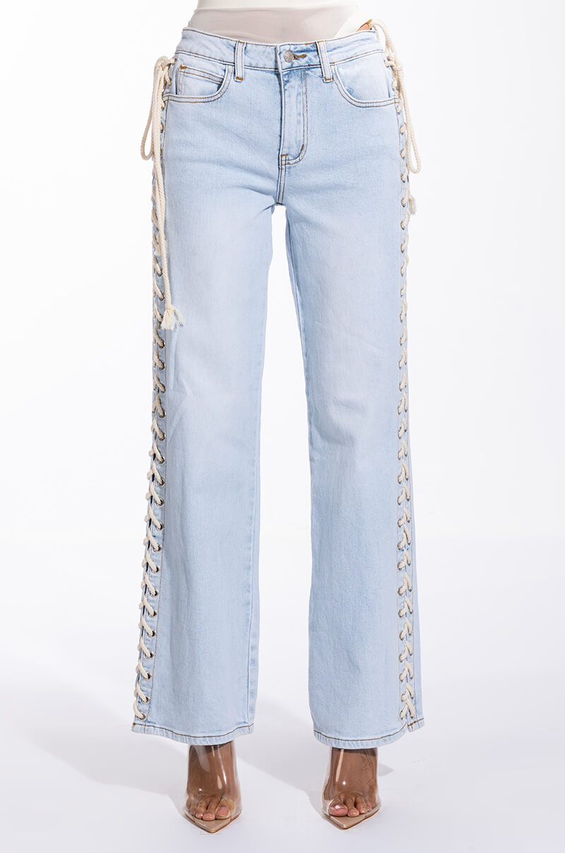 Back View Hot-girl Shit Lace Up Relaxed Jeans