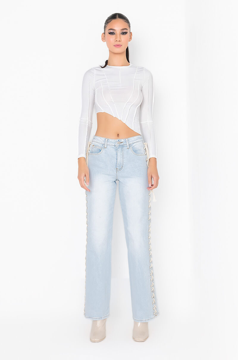 Full View Hot-girl Shit Lace Up Relaxed Jeans