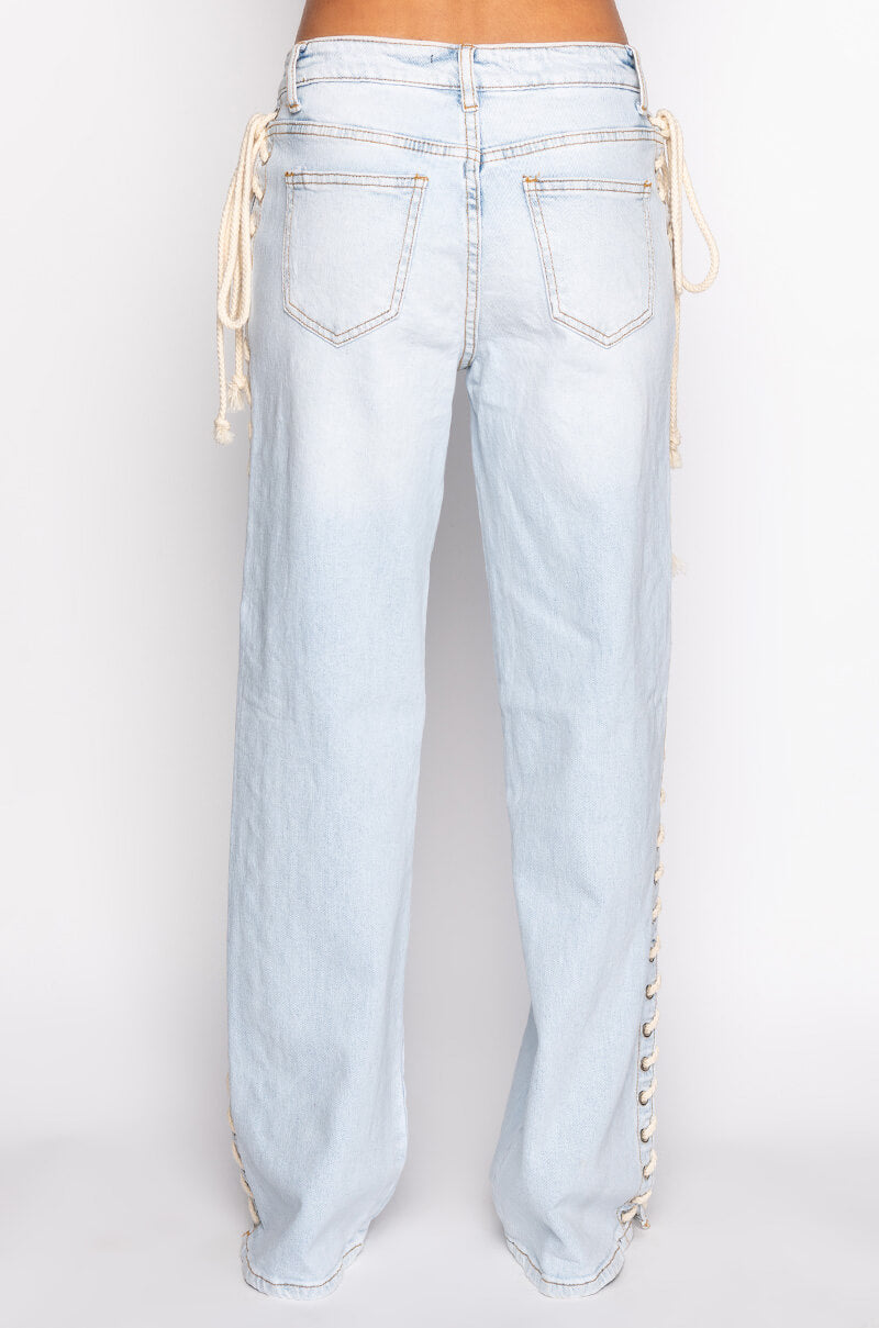 Full View Hot-girl Shit Lace Up Relaxed Jeans