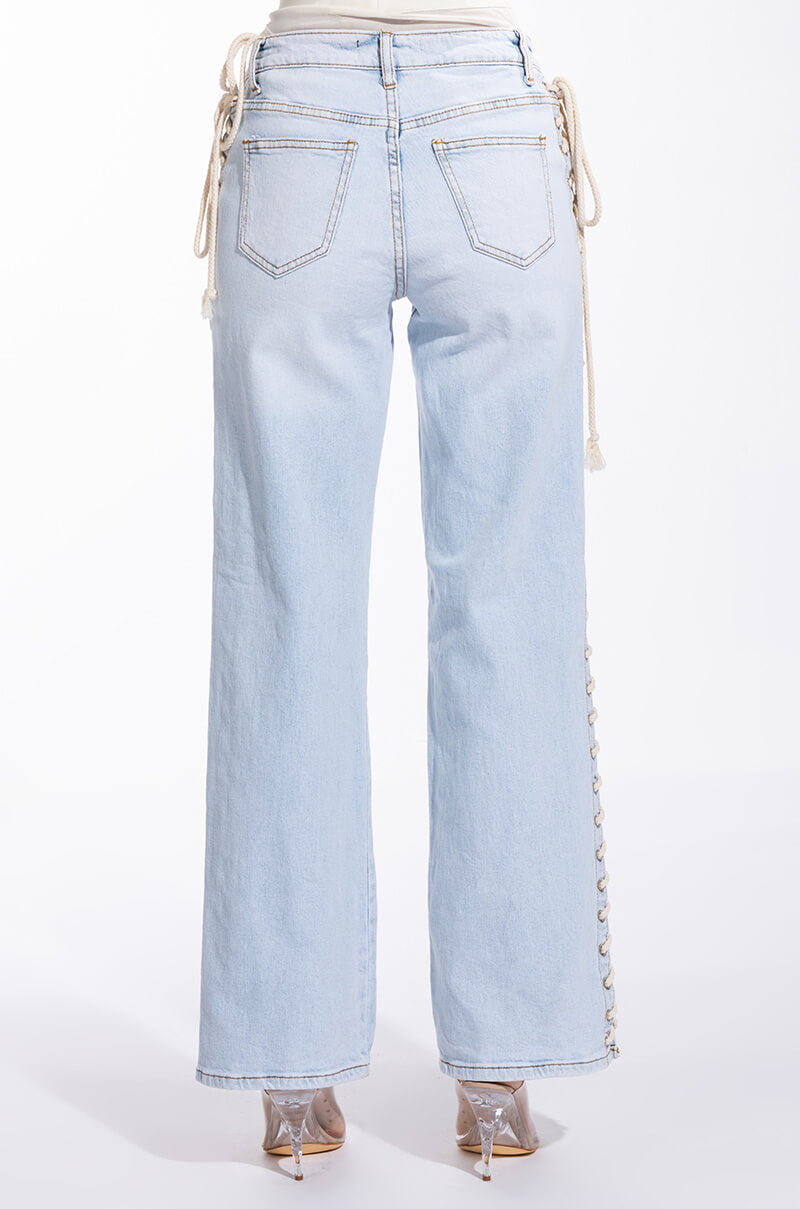 Full View Hot-girl Shit Lace Up Relaxed Jeans