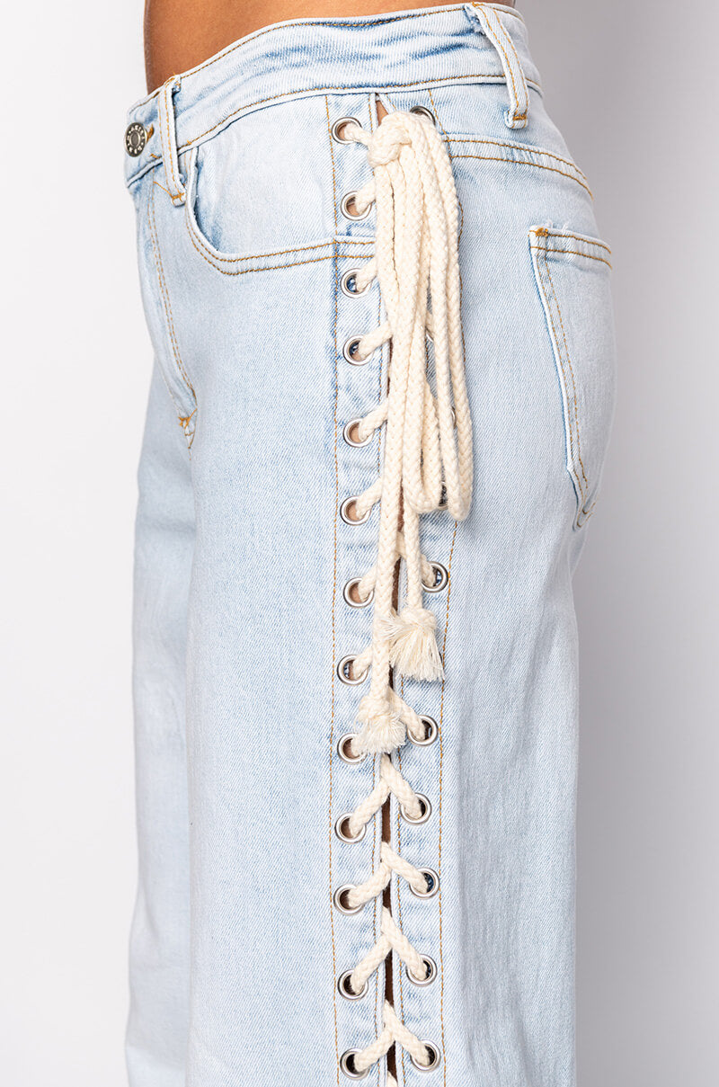 Extra View Hot-girl Shit Lace Up Relaxed Jeans