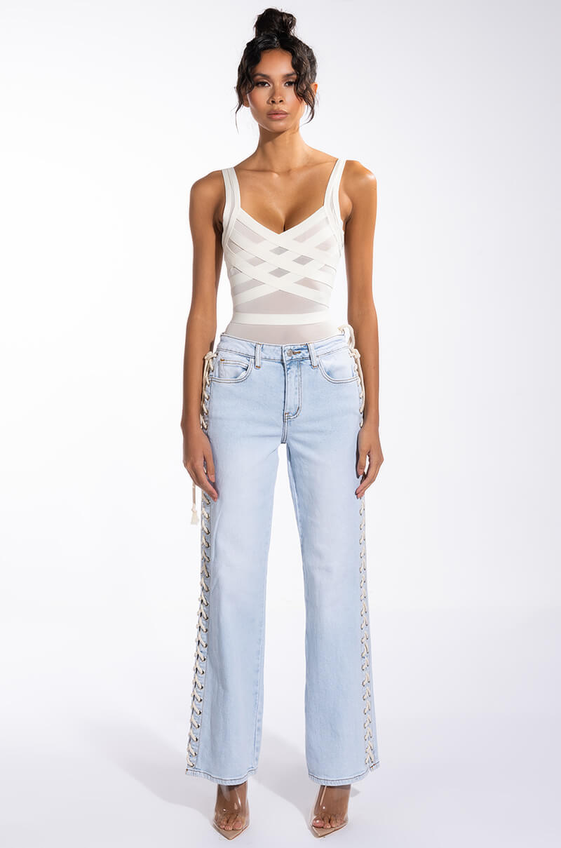 Extra View Hot-girl Shit Lace Up Relaxed Jeans