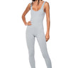 Front View Hot Girl Walk Sleeveless Catsuit In Grey