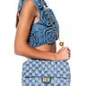 Front View Hot Shot Patchwork Denim Purse