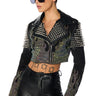 Front View Hotfix Flame Crop Moto Jacket