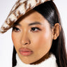 Front View Houndstooth Knit Beret