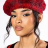 Front View Houndstooth Knit Beret