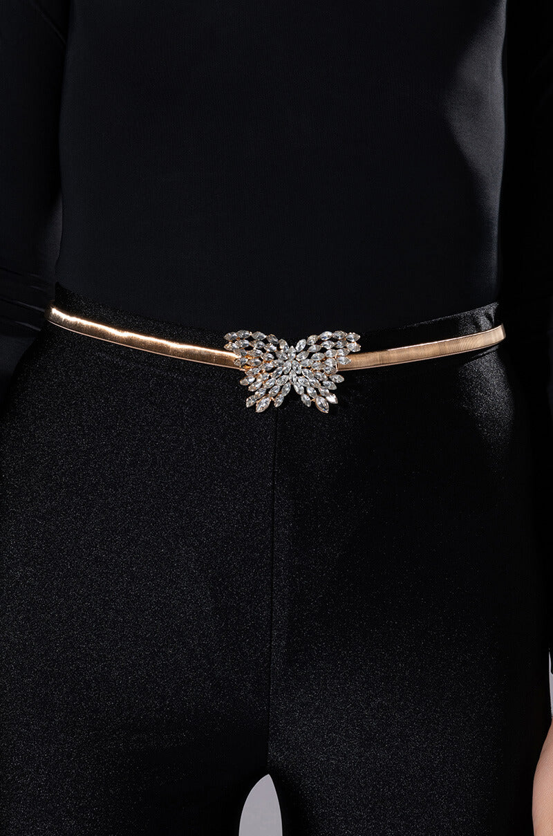 Front View How You Get So Fly Rhinestone Statement Belt