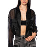 Front View Hyde Mesh Bomber Jacket In Black