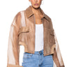 Front View Hyde Mesh Bomber Jacket In Tan