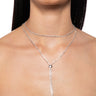 Front View I Am Everything Rhinestone Slider Necklace Set In Silver