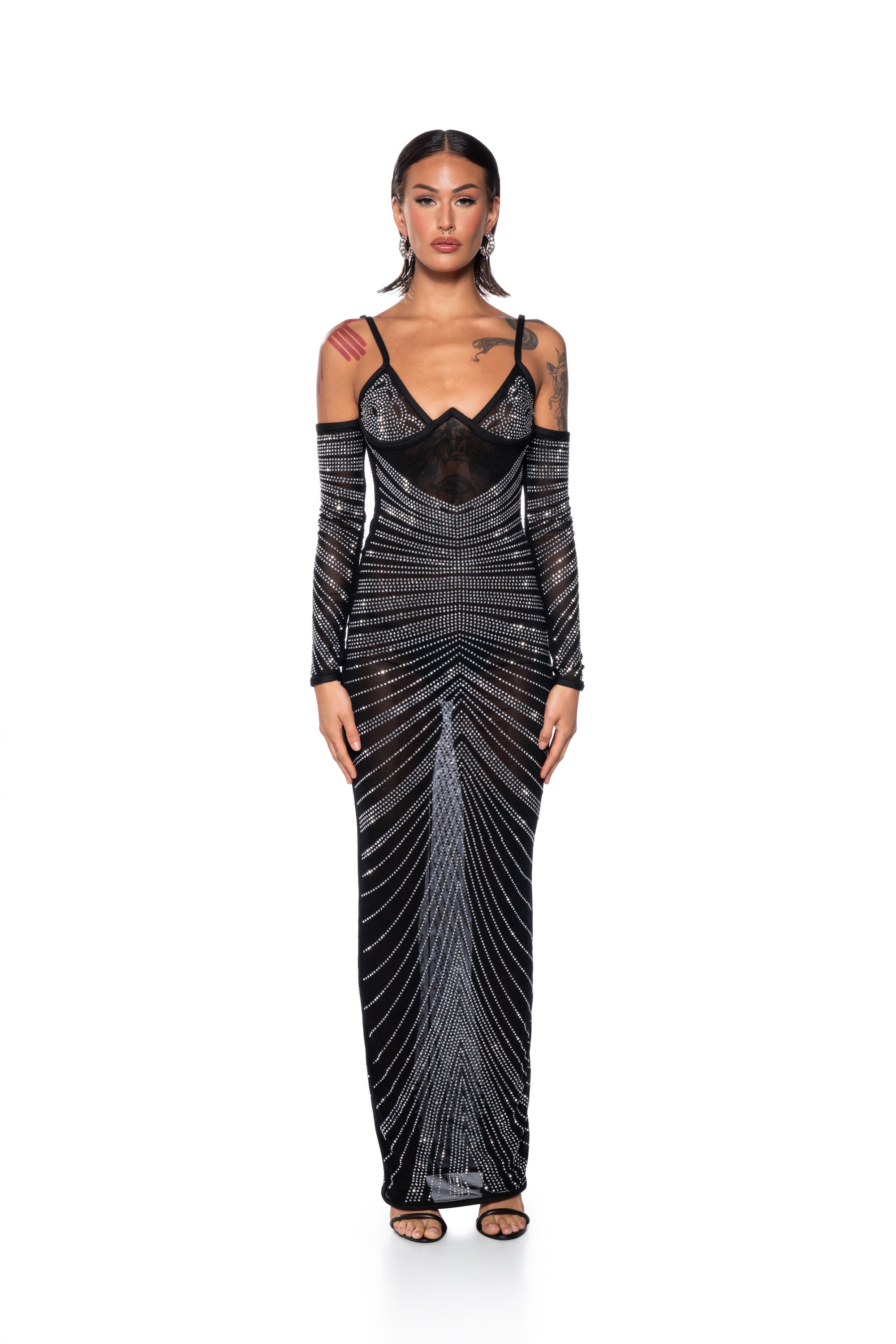 Full View I Bring The Party Embellished Mesh Maxi Dress