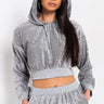 Front View I Chose My Vibe Cropped Hoodie With Sparkles in Silver