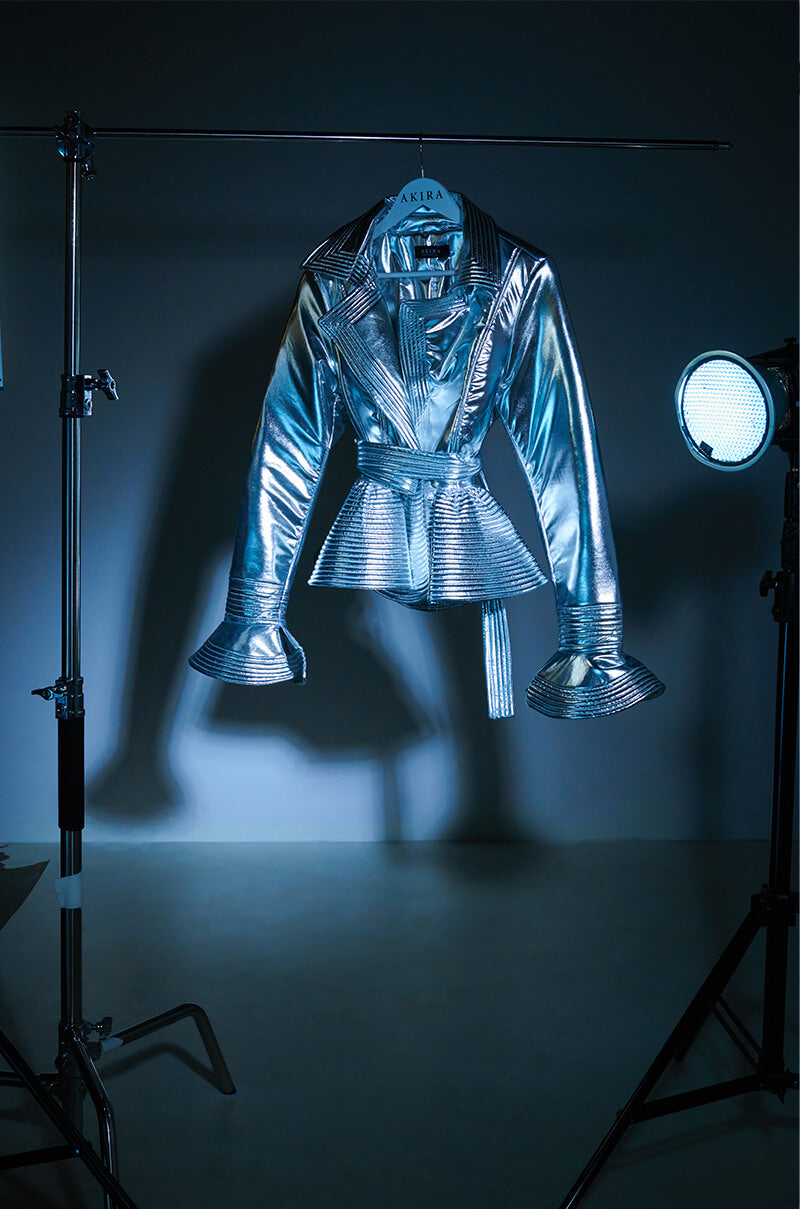 Extra View I Get It How I Live It Metallic Moto Puffer In Silver