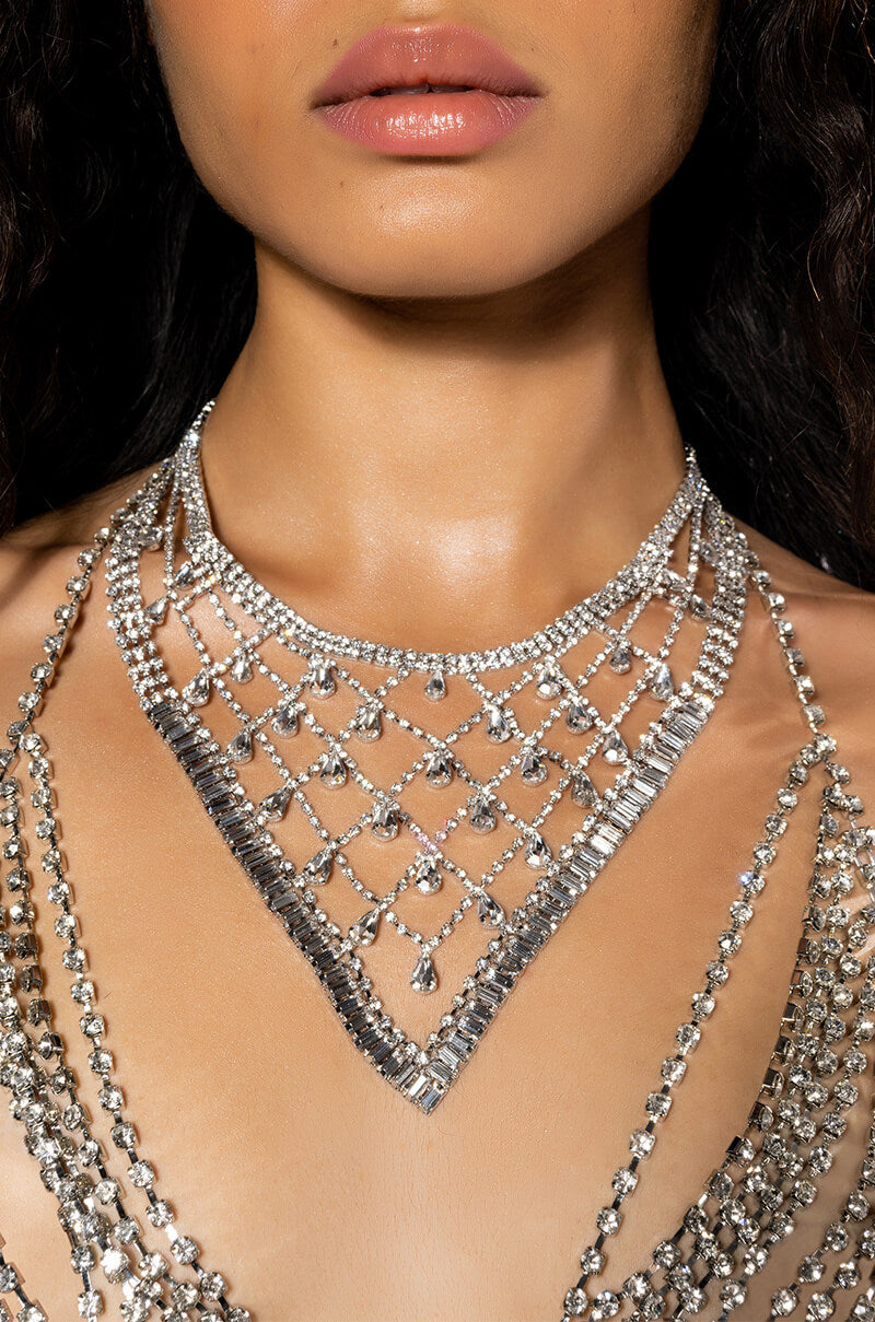 Front View I Like What I See Rhinestone Handkerchief Choker 0