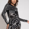 Front View I Make It Look Easy Long Sleeve Rhinestone Mesh Dress