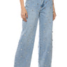 Front View I Shine Rhinestone Wide Leg Jeans