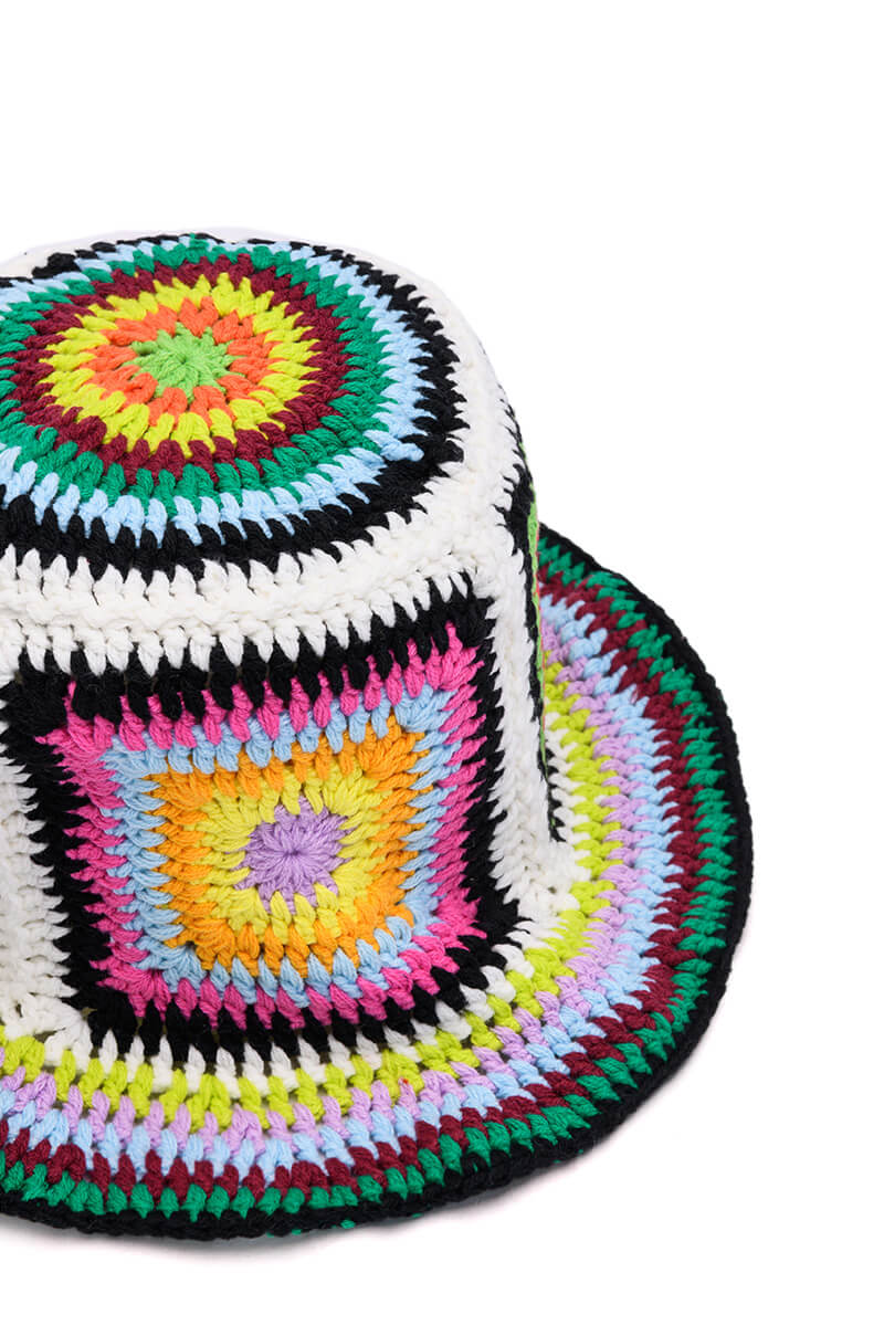 Detail View I Wanna Run Away Crochet Bucket Hat