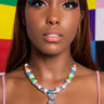 Front View I Want Candy Rhinestone Enamel Charm Necklace