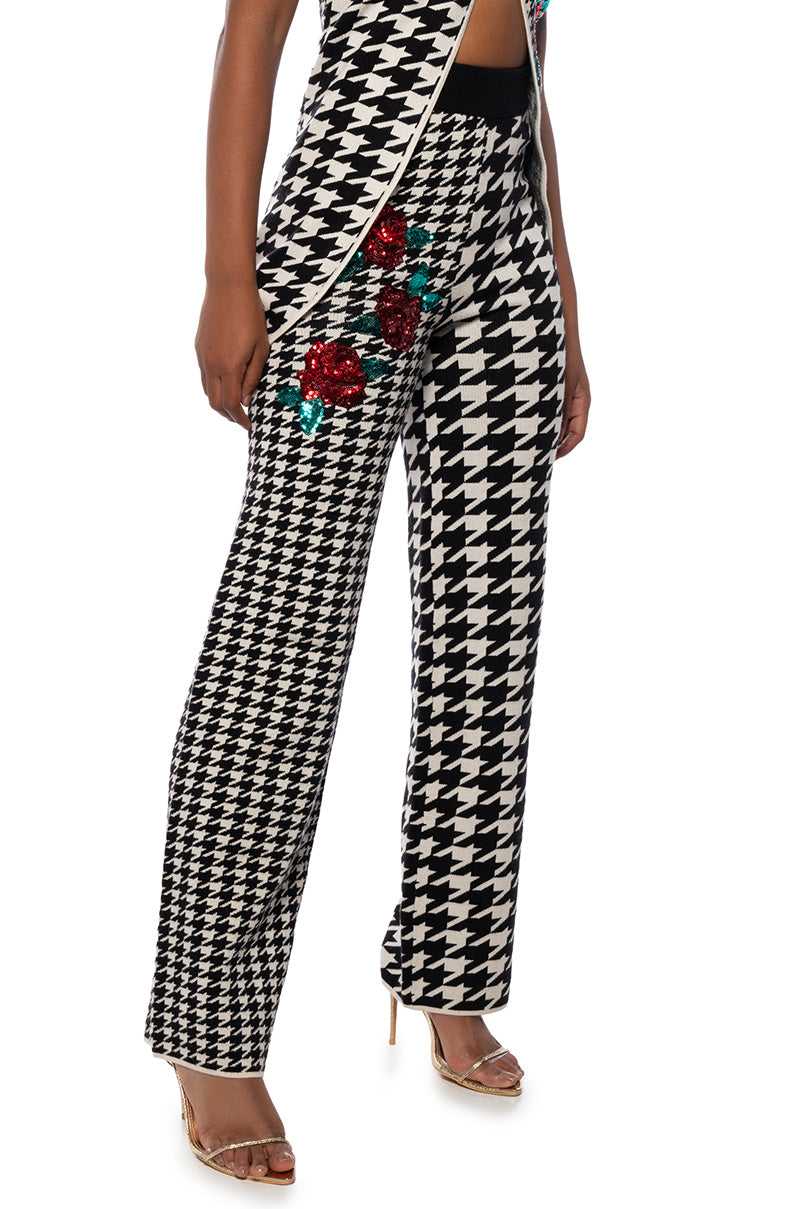 Front View I Wish You Roses Straight Leg Knit Pant