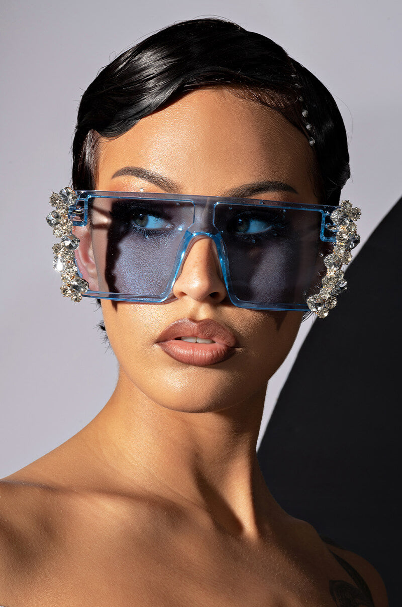 Front View Ice Ice Baby Rhinestone Sunnies