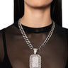 Front View Iced Out Dog Tag Necklace