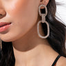 Front View Iced Up Rhinestone Chain Drop Earrings