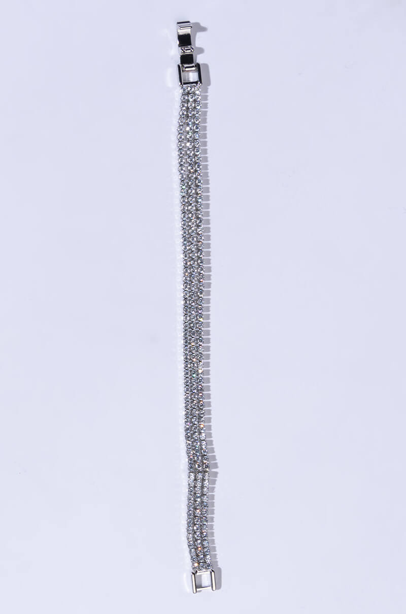 Side View Icy 3 Chains Cz Bracelet