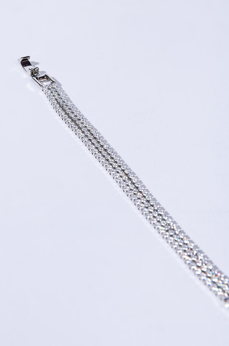 Back View Icy 3 Chains Cz Bracelet