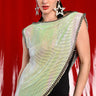 Front View Icy Short Sleeve Asymmetrical Hi Shine Chainmail Blouse