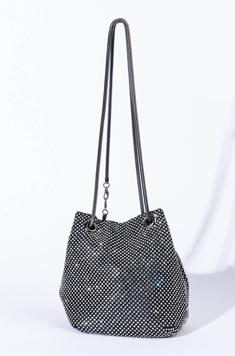 Side View Icy Wifey Rhinestone Bucket Bag