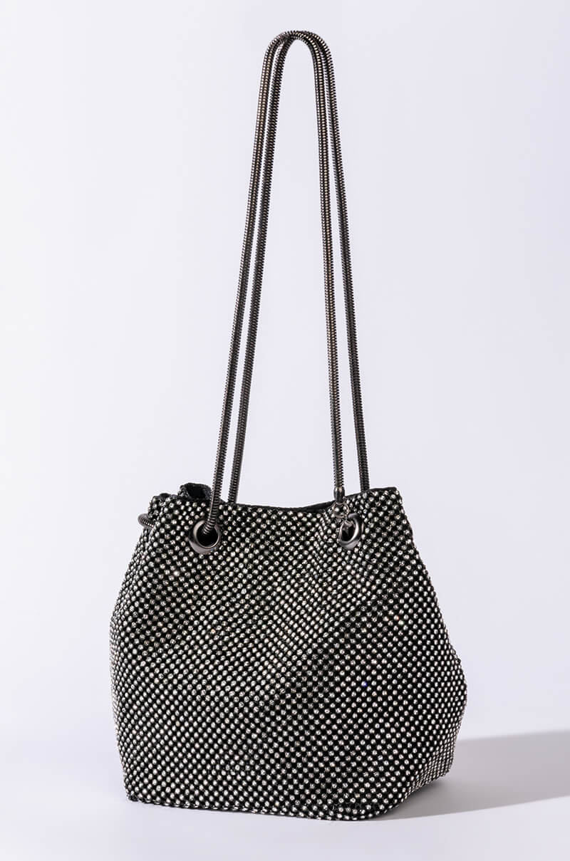 Side View Icy Wifey Rhinestone Bucket Bag