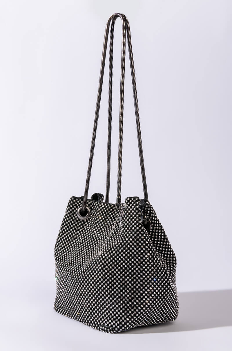 Back View Icy Wifey Rhinestone Bucket Bag