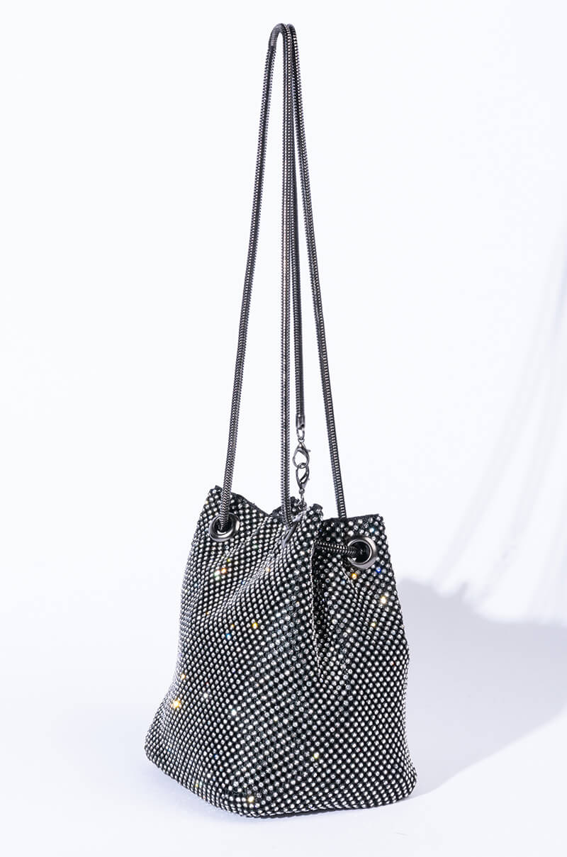 Back View Icy Wifey Rhinestone Bucket Bag