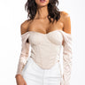 Front View If You Love Me Say So Off The Shoulder Poplin Corset Blouse