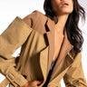 Front View Illume Off Shoulder Trench Body Coat