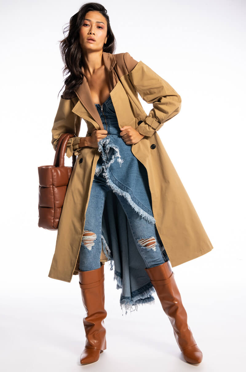 off the shoulder trench dress FABRIC SEOUL off shoulder trench jacket dress by W Concept