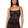 Front View Illusions Sleeveless Lace Mini Dress In Black Leopard