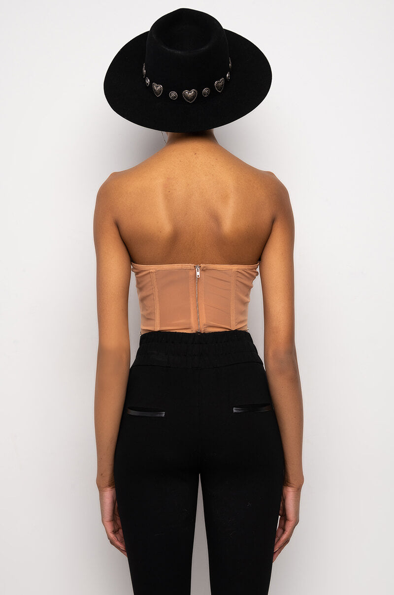 Full View Im Legit Rhinestone Trim Mesh Corset